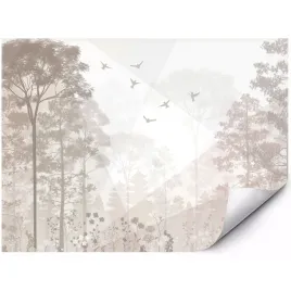 samoprzylepna-fototapeta-lesny-krajobraz-mgla-ptaki-skandynawska-250x175-cm