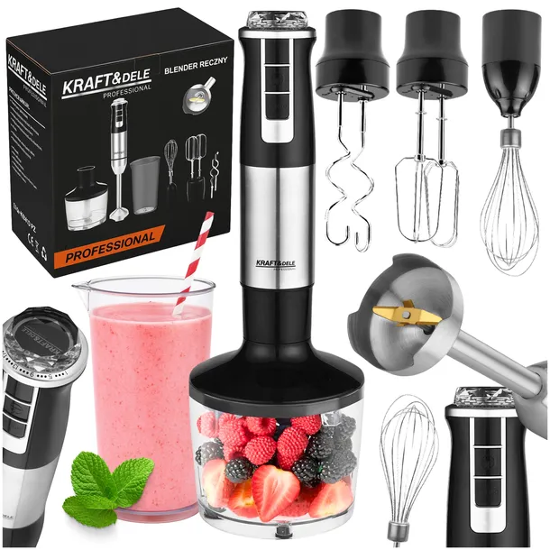 BLENDER RĘCZNY MIKSER WIELOFUNKCYJNY TRYB TURBO 1500 W KRUSZY LÓD 7W1 MOCNY
