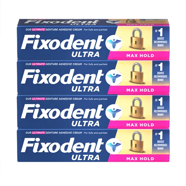 Klej mocujący do protez zębowych bardzo mocny Fixodent Max Hold 4-pak