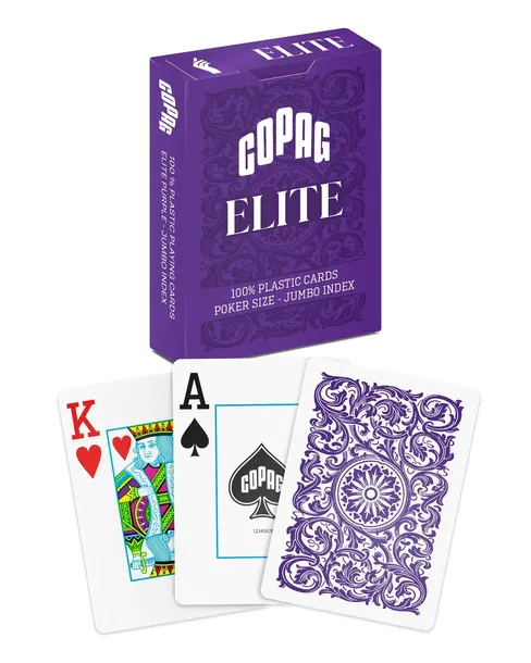 Karty do gry Copag 1546 Elite 100% Plastic Poker Jumbo Index (fioletowe)
