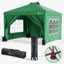 vounot-129832-wodoodporny-pawilon-ogrodowy-3x3-m-zielony-ze-sciankami
