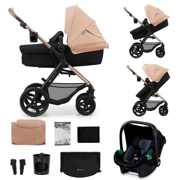 KINDERKRAFT MOOV 2 WIELOFUNKCYJNY WÓZEK GŁĘBOKO-SPACEROWY 3W1 FOTELIK BEIGE