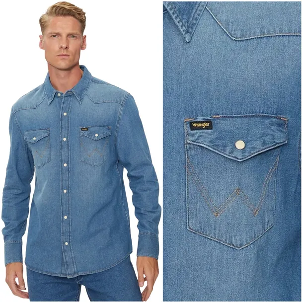 Wrangler 27MW MEN'S WESTERN ICON SHIRT Mid Stone koszula jeansowa męska L