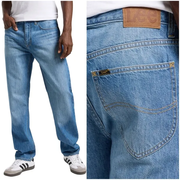 Lee West Anchore cienkie proste letnie spodnie jeansowe bez streczu W38 L32