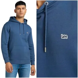 lee-plain-hoodie-century-blue-bluza-bawelniana-meska-z-kapturem-kangurka-m