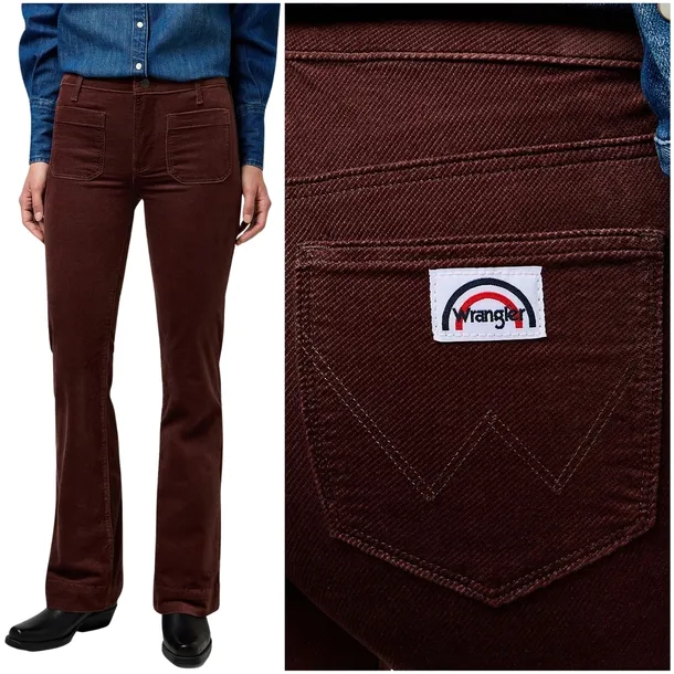 Wrangler FLARE damskie spodnie materiałowe bawełniane dzwony W32 L32