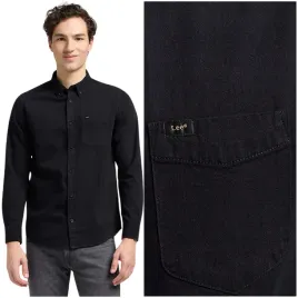lee-button-down-black-klasyczna-czarna-koszula-bawelniana-meska-regular-m