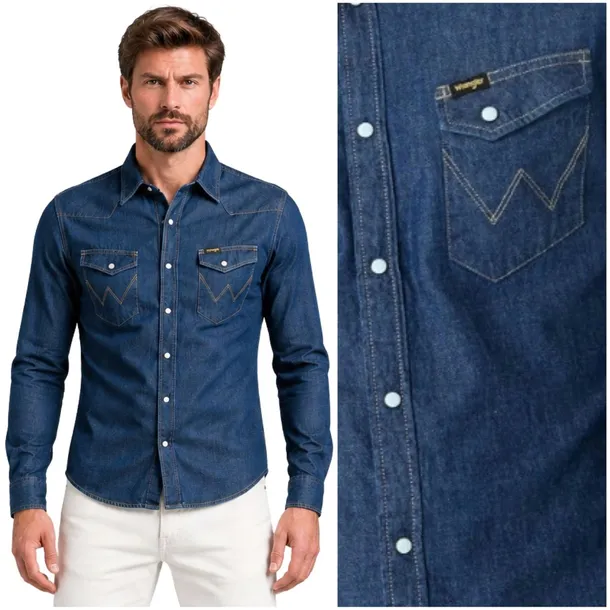 Wrangler Western Shirt Dark Stone dopasowana koszula jeansowa L