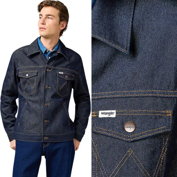 Wrangler REGULAR JACKET Rinsed Night granatowa jeansowa kurtka katana XXL