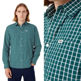 wrangler-1-pocket-shirt-deep-teal-zielona-bawelniana-koszula-w-krate-fit-m