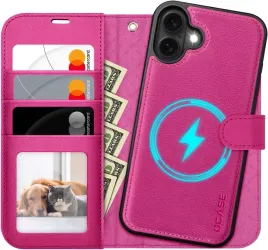 ocase-etui-skorzane-magsafe-do-iphone-16-z-klapka-rozowe-2w1