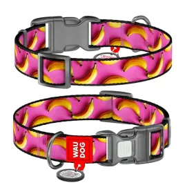 waudog-obroza-nylon-z-qr-banany-roz-xxl-35mm-46-70cm