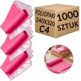 foliopaki-rozowe-kurierskie-c4-1000szt-koperty-przesylki-pakowe-24x32cm