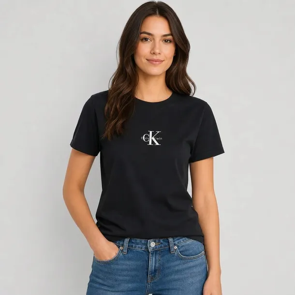 T-shirt Damski Calvin Klein Czarny, Prezent Dla Niej, Prezent na dzień dziecka, rozmiar M | Idealne na lato!