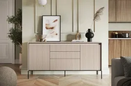 komoda-2d3s-z-led-bez-piaskowy-czarny-frezowanie-polwalek-lamel