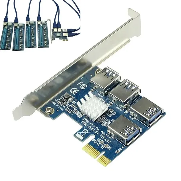 adapter-pci-e-usb-riser-splitter-4x-riser-010s-stan-nowy