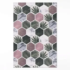 dywan-winylowy-z-grafika-heksagony-kamienna-mozaika-liscie-xxl-150x225-cm