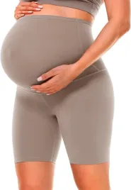 legginsy-ciazowe-krotkie-wysoki-stan-xs-or-spodenki-do-fitness-jasne-khaki