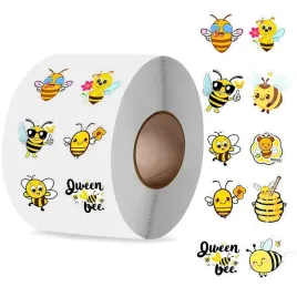 nak118-naklejki-papierowe-etykiety-pszczolka-bee-queen-rolka-500szt