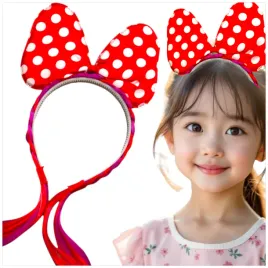 opaska-dla-dziewczynki-z-kokarda-opaska-myszka-minnie-z-warkoczykiem-kropki