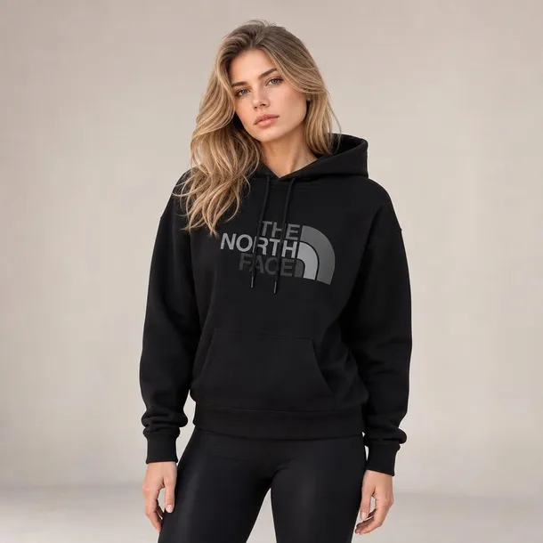The North Face bluza damska czarna z kapturem i logo wkładana przez głowę rozmiar M | Idealna na chłodne dni!