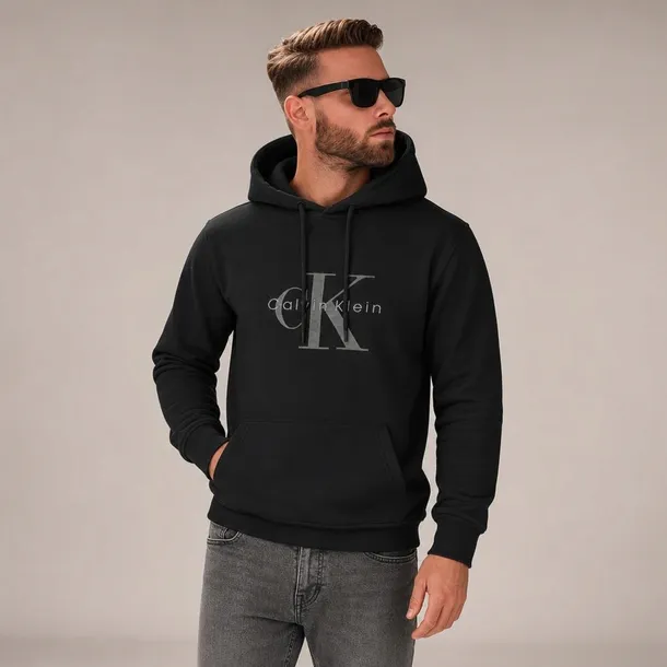 Calvin Klein bluza męska czarna z kapturem i logo, wkładana przez głowę rozmiar XL | Idealna na chłodne dni!