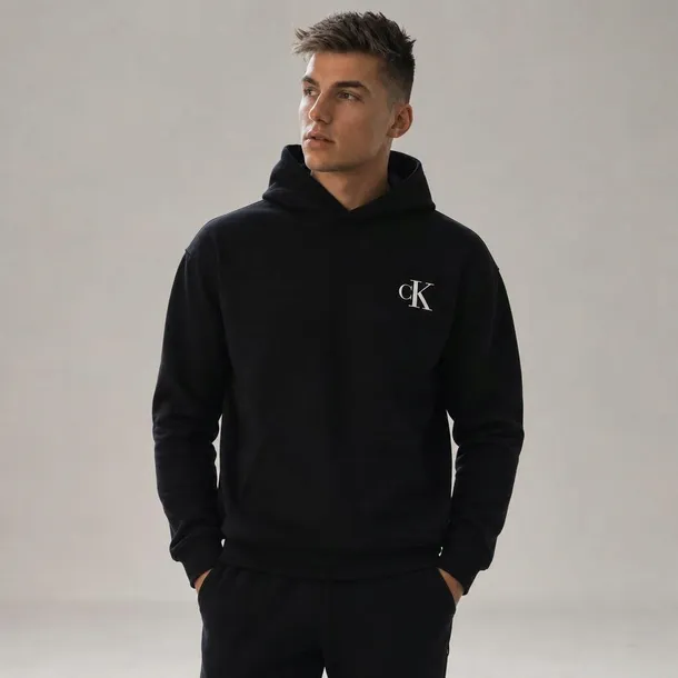 Calvin Klein bluza męska czarna z kapturem i logo, wkładana przez głowę rozmiar S | Idealna na chłodne dni!
