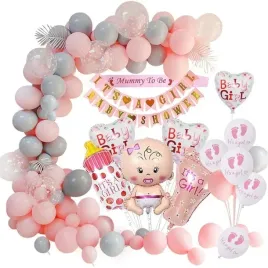 dekoracje-baby-shower-rozowe-zestaw-dla-dziewczynki-szarfa-balony-foliowe