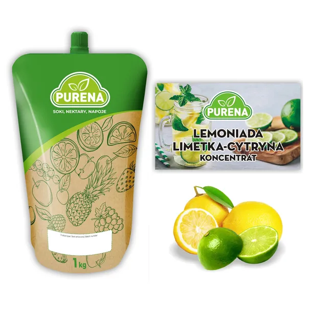 Lemoniada limetka-cytryna koncentrat syrop baza PURENA 1 kg na 6 L