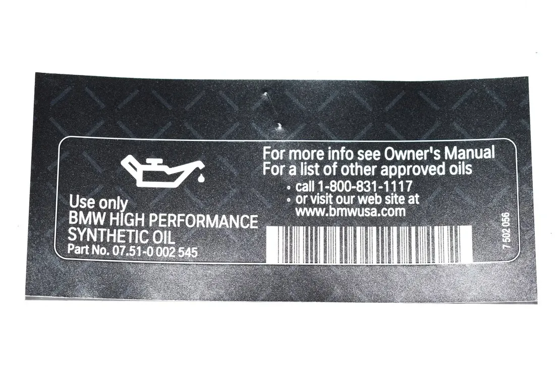 tabliczka-olej-high-performance-synthetic-bmw-e34-e39-e53-e60-e83-e90-stan-nowy