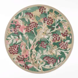 winylowy-okragly-dywan-grafika-roslinnosci-vintage-kwiaty-i-liscie-150-cm