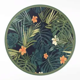 okragly-dywan-winyl-tropikalna-roslinnosc-liscie-i-kwiaty-vintage-130-cm