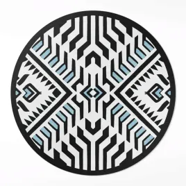 okragly-dywan-winyl-geometryczny-abstrakcyjny-wzor-styl-indianski-110-cm
