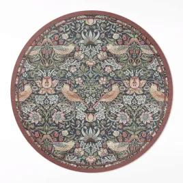 okragly-dywan-winylowy-z-grafika-zlodziej-truskawek-william-morris-110-cm