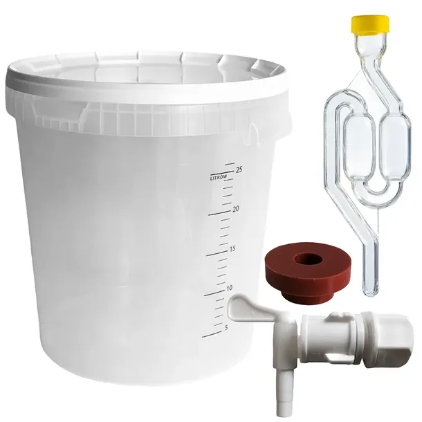 WIADRO na wino POJEMNIK fermentator 33l komplet na piwo cydr nastaw cukrowy