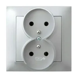 ospel-impresja-gniazdo-podwojne-z-uziemieniem-kompletne-srebro-gp-2yz-18