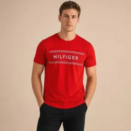 koszulka-t-shirt-meski-tommy-hilfiger-czerwony-bawelniany-nadruk-z-logo-xl