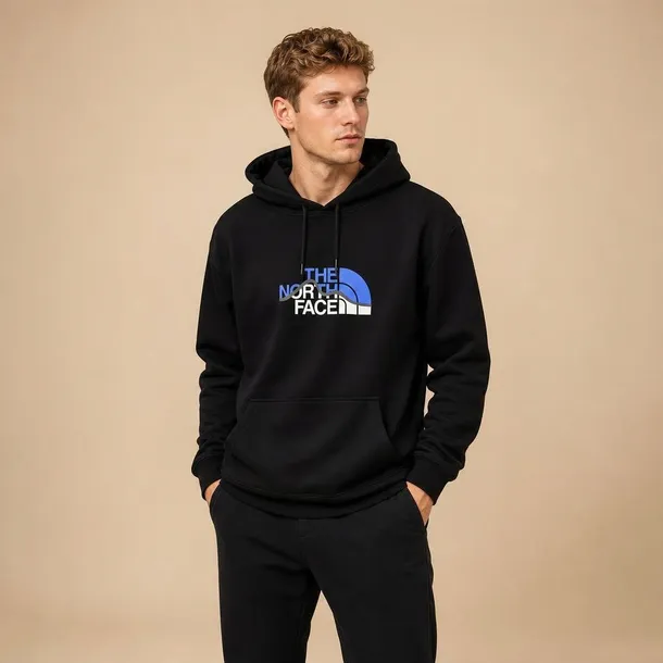 The North Face bluza męska czarna z kapturem i logo nadrukiem Mountain Line rozmiar M | Idealna na chłodne dni!