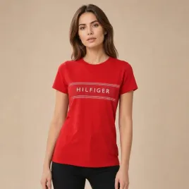 koszulka-t-shirt-damski-tommy-hilfiger-czerwony-bawelniany-nadruk-logo-xl