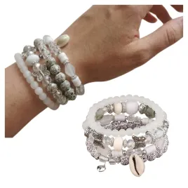 komplet-4-bransoletek-boho-bialy-kremowy-muszla-motyl