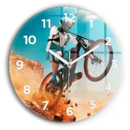 okragly-zegar-szklany-dekoracyjny-z-grafika-kaskader-i-adrenalina-fi60-cm