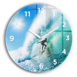 nowoczesny-okragly-foto-zegar-szklany-na-sciane-surfing-na-hawajach-fi60-cm