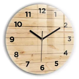 elegancki-okragly-zegar-szklany-na-sciane-z-grafika-drewniane-deski-fi30-cm