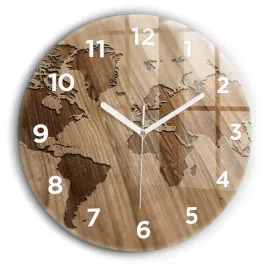 okragly-foto-zegar-szklany-scienny-do-biura-mapa-swiata-na-drewnie-fi60-cm