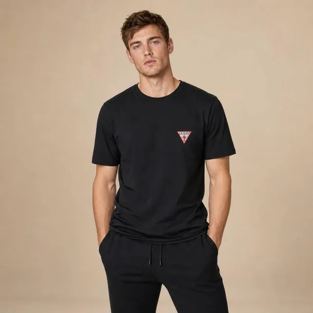Guess t-shirt męski czarny z logo bawełniany regular rozmiar XL | Idealne na Dzień Ojca.