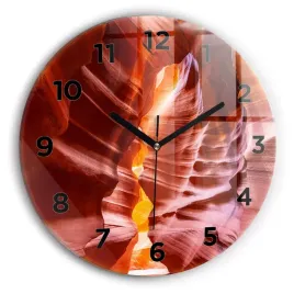 okragly-zegar-szklany-scienny-ze-stylowym-nadrukiem-piaskowy-kanion-fi30-cm