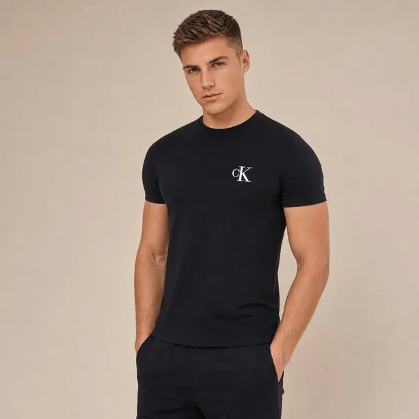 Calvin Klein t-shirt męski czarny z logo z przodu regular rozmiar M | Idealne na lato!