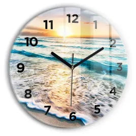 okragly-zegar-szklany-designerski-ze-wzorem-plaza-morze-i-piasek-fi30-cm