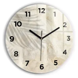 okragly-zegar-szklany-scienny-do-biura-ze-wzorem-cien-palmy-piasek-fi30-cm