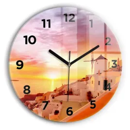 duzy-okragly-zegar-szklany-do-mieszkania-stary-wiatrak-w-santorini-fi30-cm